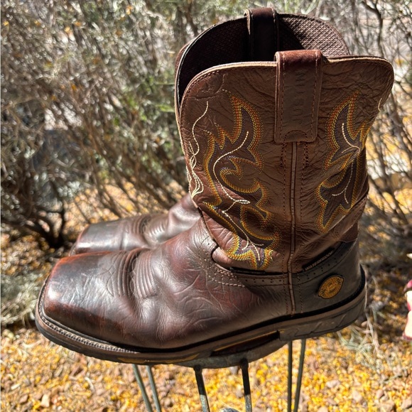 Justin Steel Toe Cowboy Boots size 12 D Workboots western leather main image 9